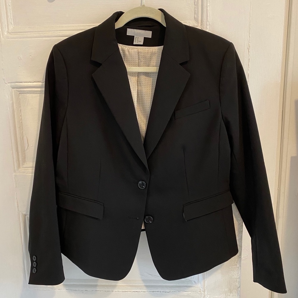 H&M black cropped suit blazer